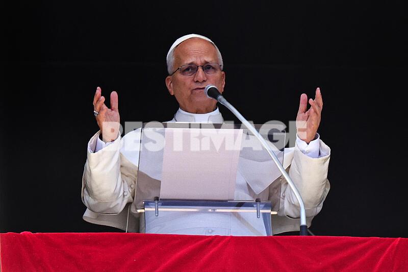 Le pape Léon XIV dirige la prière de l'Angélus du dimanche depuis la fenêtre de son bureau donnant sur la place Saint-Pierre au Vatican